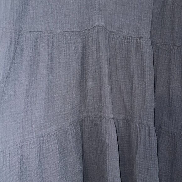 Universal Thread Black Cotton Gauze Long Sleeve midi tiered dress pockets 1X - Picture 14 of 15